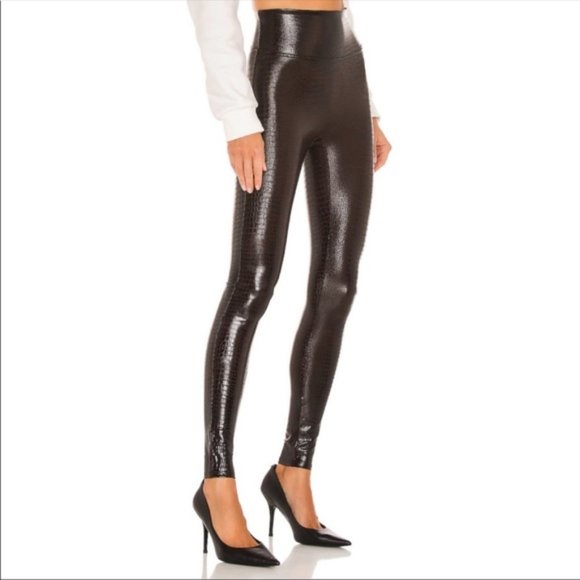 Spanx Faux Leather Croc Leggings in Color Shine - Picture 3 of 6